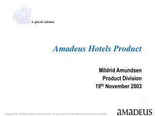 Amadeus Hotels Product
