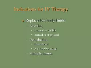 Indications for IV Therapy
