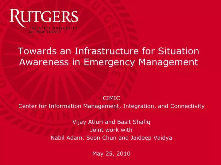 towards an infrastructure for situation awareness in emergency management
