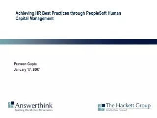 Achieving HR Best Practices through PeopleSoft Human Capital Management