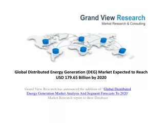 Distributed Energy Generation Market Report to 2020