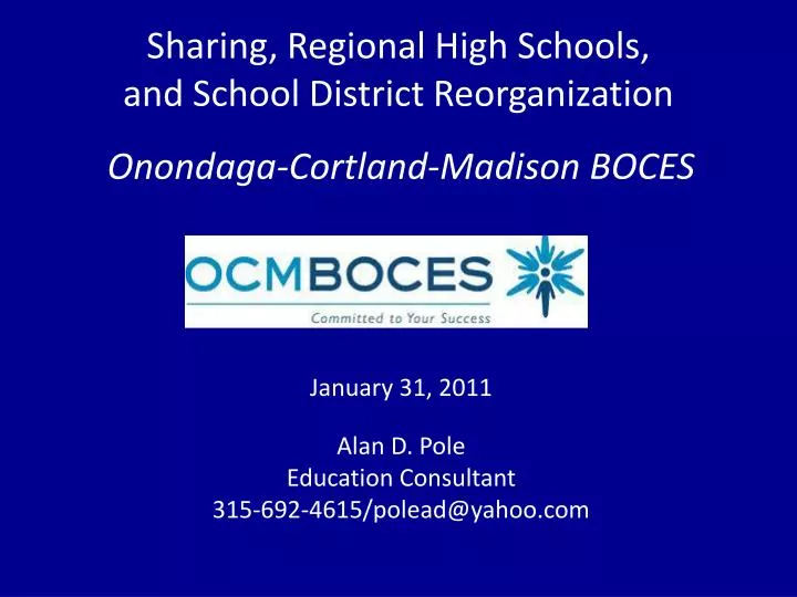 sharing regional high schools and school district reorganization