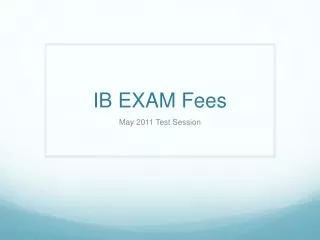 IB EXAM Fees