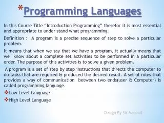 Programming Languages