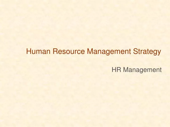 human resource management strategy