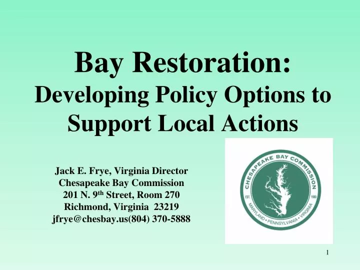 bay restoration developing policy options to support local actions