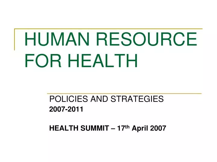 human resource for health