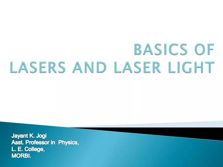 basics of lasers and laser light