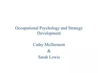 Occupational Psychology and Strategy Development