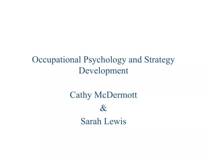 occupational psychology and strategy development