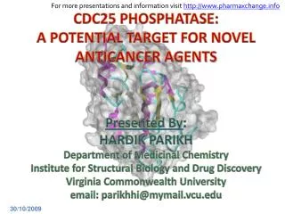 Presented By : HARDIK PARIKH Department of Medicinal Chemistry