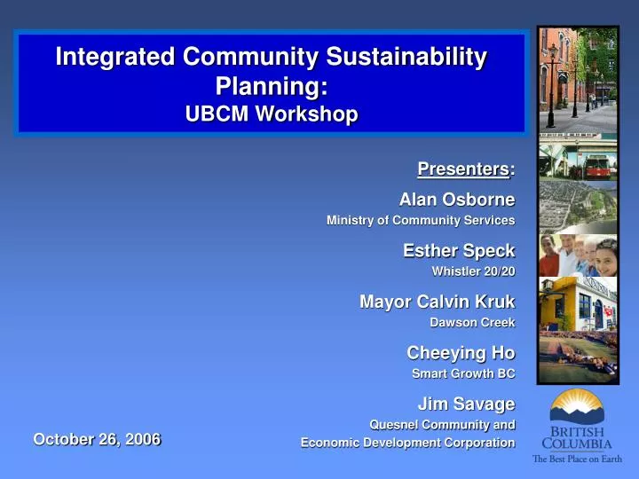integrated community sustainability planning ubcm workshop