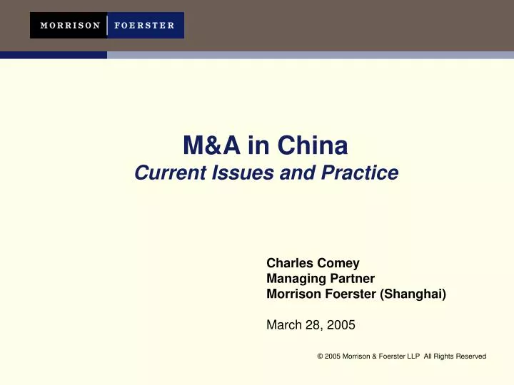 m a in china current issues and practice