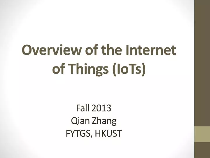 overview of the internet of things iots