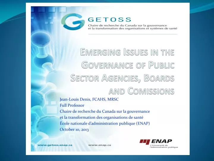 emerging issues in the governance of public sector agencies boards and comissions
