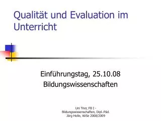 qualit t und evaluation im unterricht
