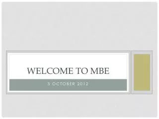 Welcome to mbe