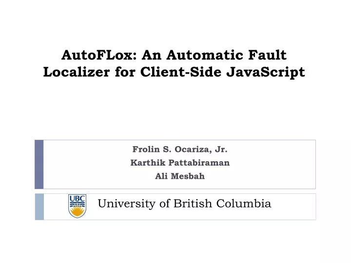 autoflox an automatic fault localizer for client side javascript