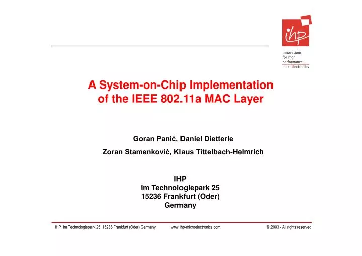 a system on chip implementation of the ieee 802 11a mac layer