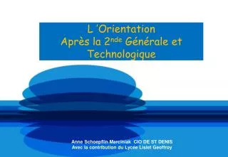 l orientation apr s la 2 nde g n rale et technologique