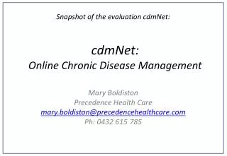cdmNet: Online Chronic Disease Management
