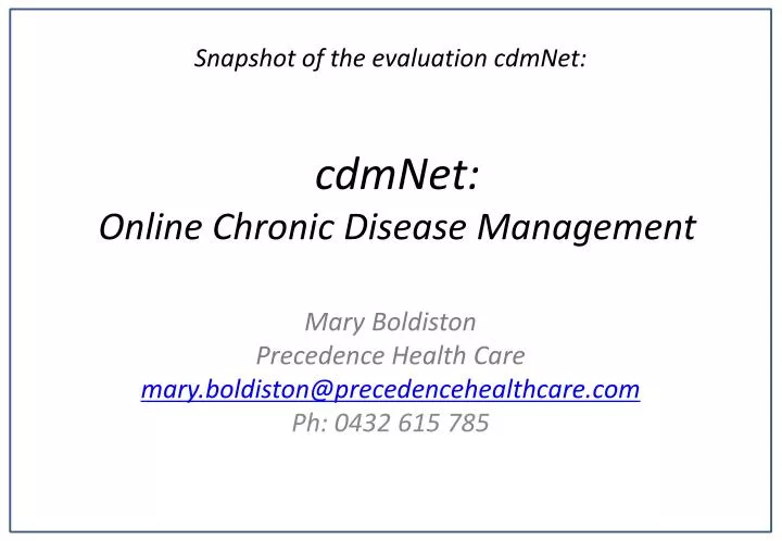 cdmnet online chronic disease management