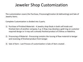 Jeweler Shop Customization