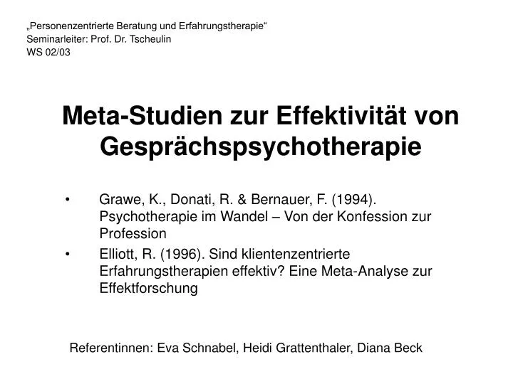 meta studien zur effektivit t von gespr chspsychotherapie