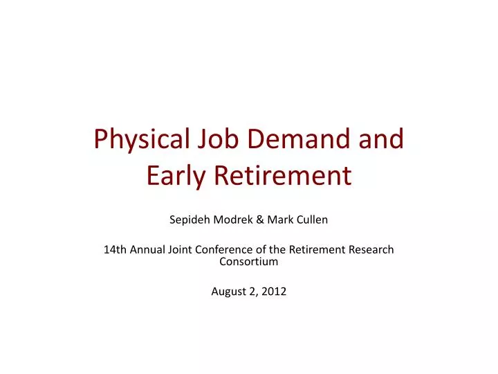 physical job demand and early retirement