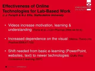 Effectiveness of Online Technologies for Lab-Based Work