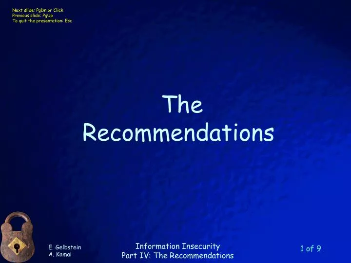 the recommendations