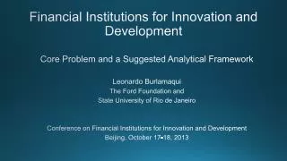 Financial Institutions for Innovation and Development