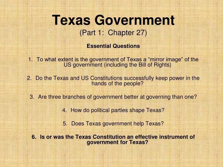 texas government part 1 chapter 27