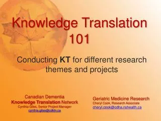 Knowledge Translation 101