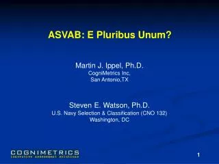 ASVAB: E Pluribus Unum?