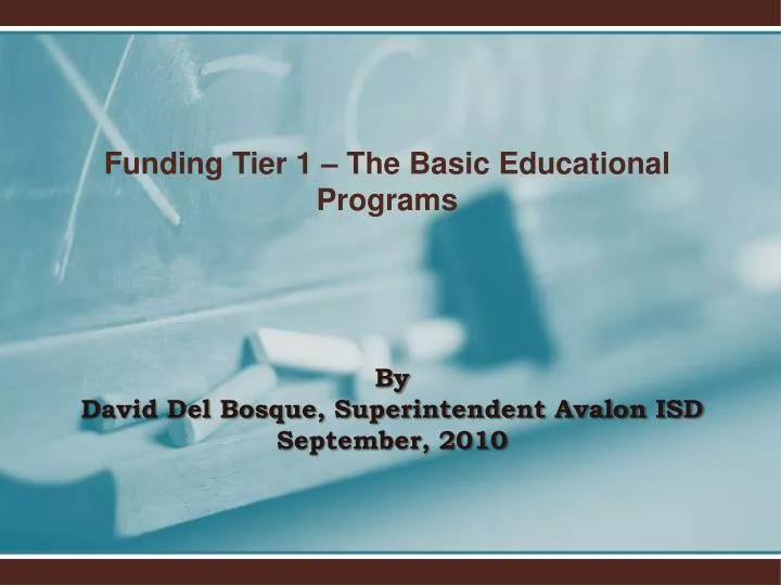 funding tier 1 the basic educational programs