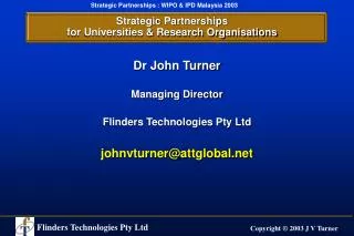 Strategic Partnerships for Universities &amp; Research Organisations