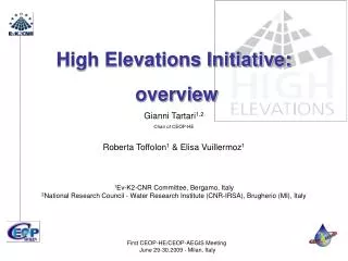 High Elevations Initiative: overview
