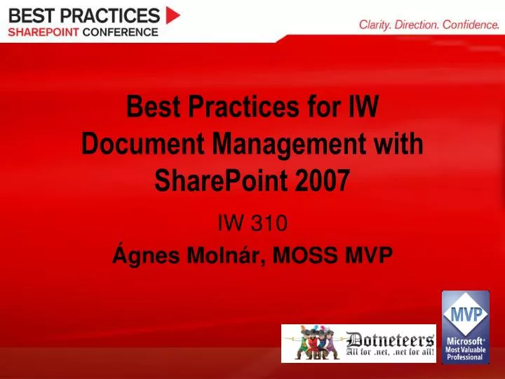 best practices for i w d ocument m anagement with sharepoint 2007