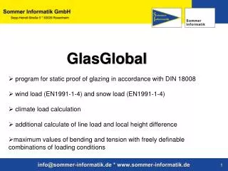 GlasGlobal program for static proof of glazing in accordance with DIN 18008