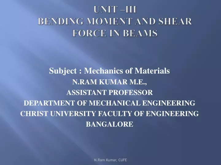 unit iii bending moment and shear force in beams