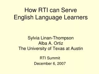 RTI Summit December 6, 2007