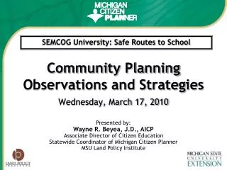 Community Planning Observations and Strategies Wednesday, March 17, 2010