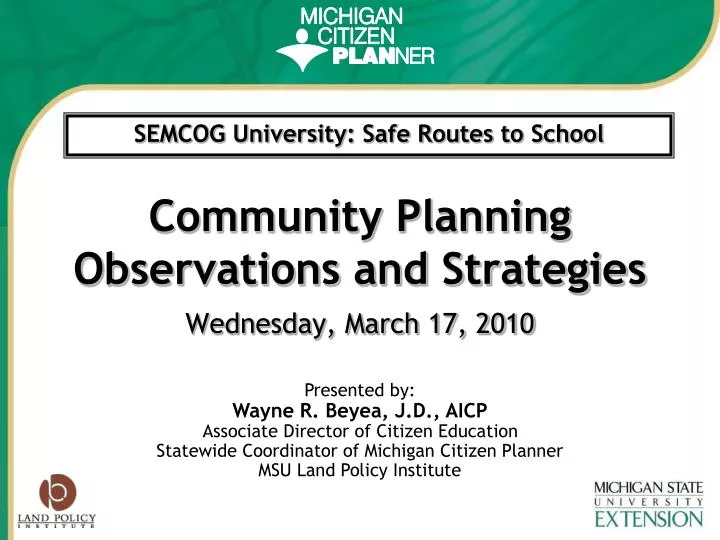 community planning observations and strategies wednesday march 17 2010