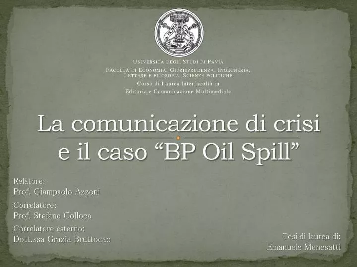 la comunicazione di crisi e il caso bp oil spill