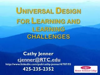 U niversal D esign for L earning and Learning challenges