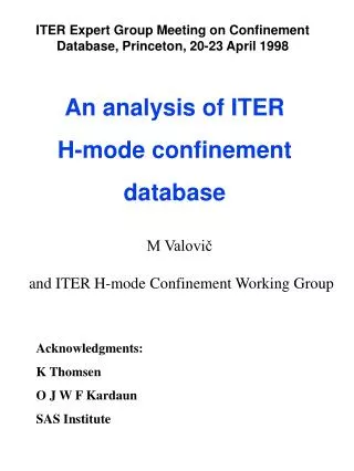 An analysis of ITER H-mode confinement database