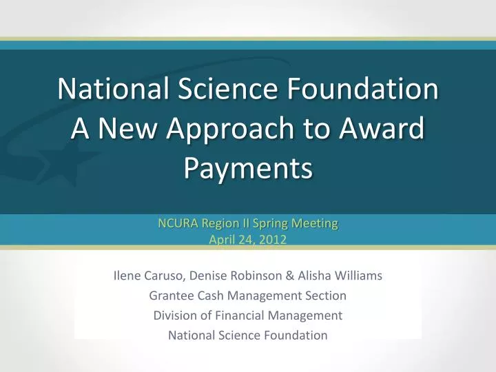 national science foundation a new approach to award payments