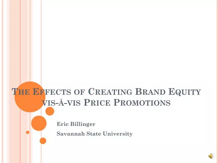 the effects of creating brand equity vis vis price promotions