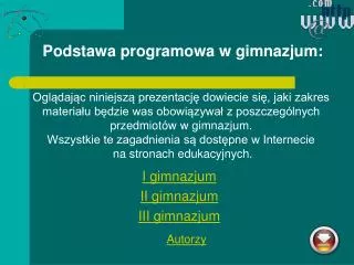 podstawa programowa w gimnazjum
